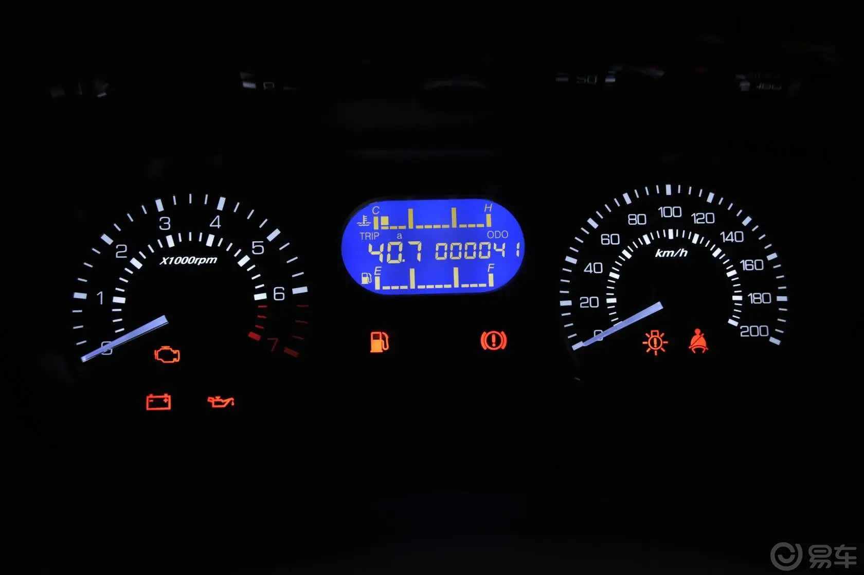 吉利TX4柴油 AT 标配仪表盘背光显示