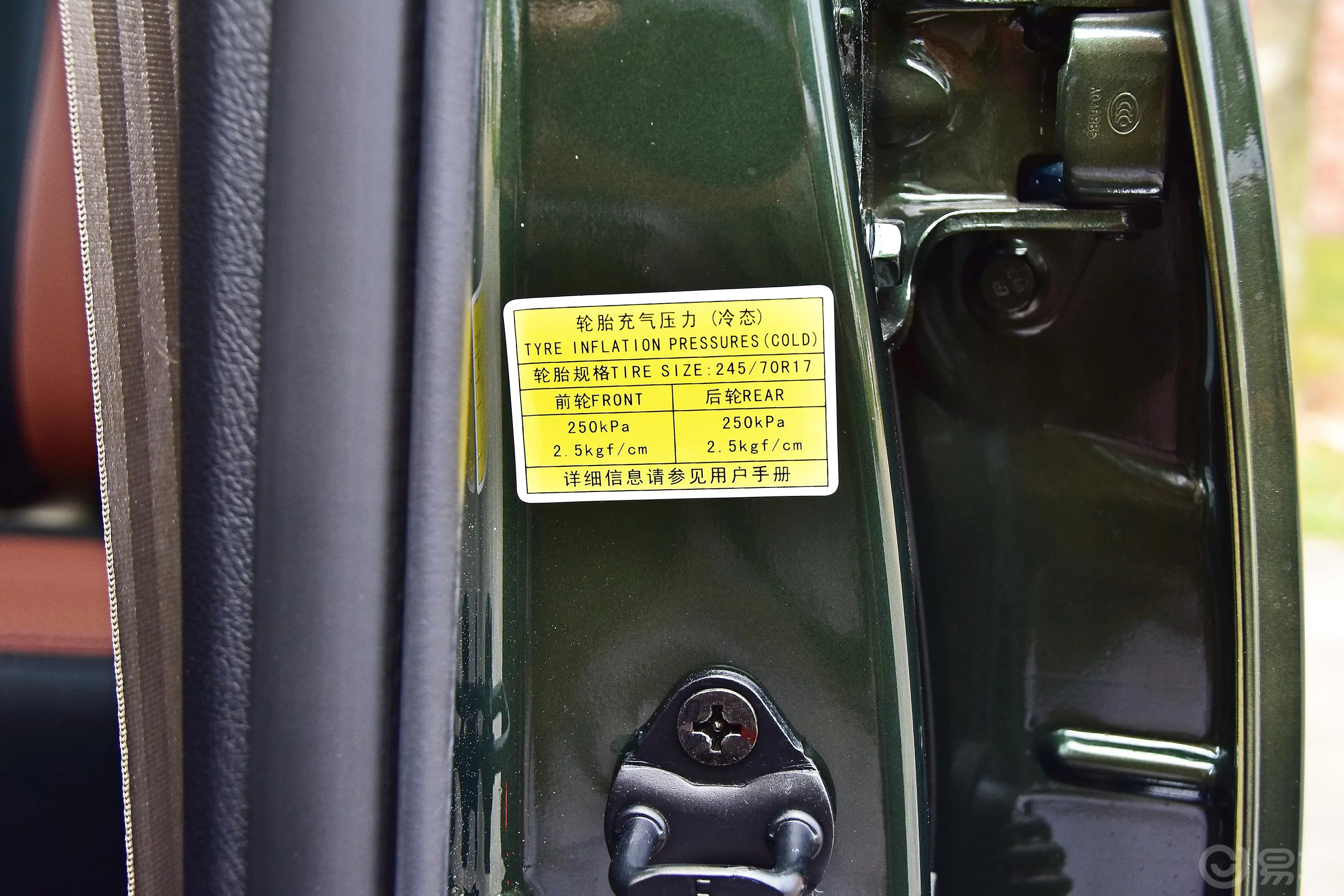 雄师F221.9T 手动 两驱 进取版 柴油  国Ⅴ胎压信息铭牌