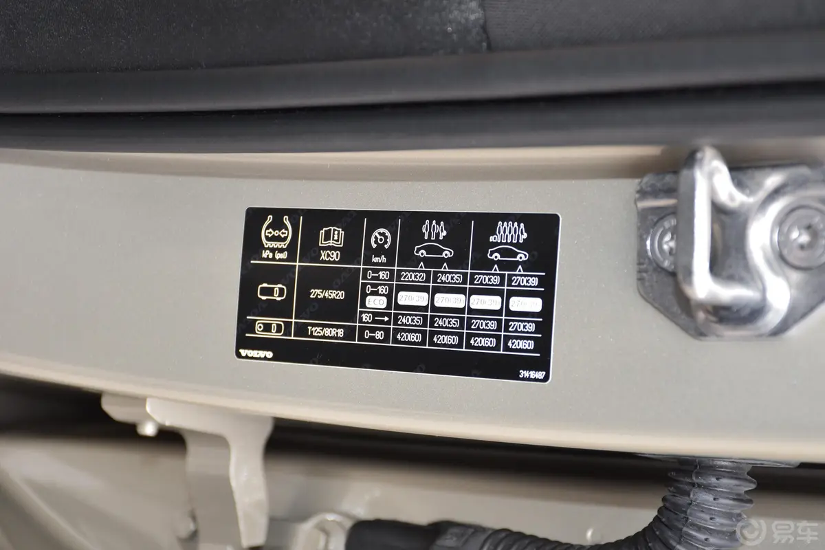 沃尔沃XC90T6 智雅版 7座 国Ⅴ胎压信息铭牌