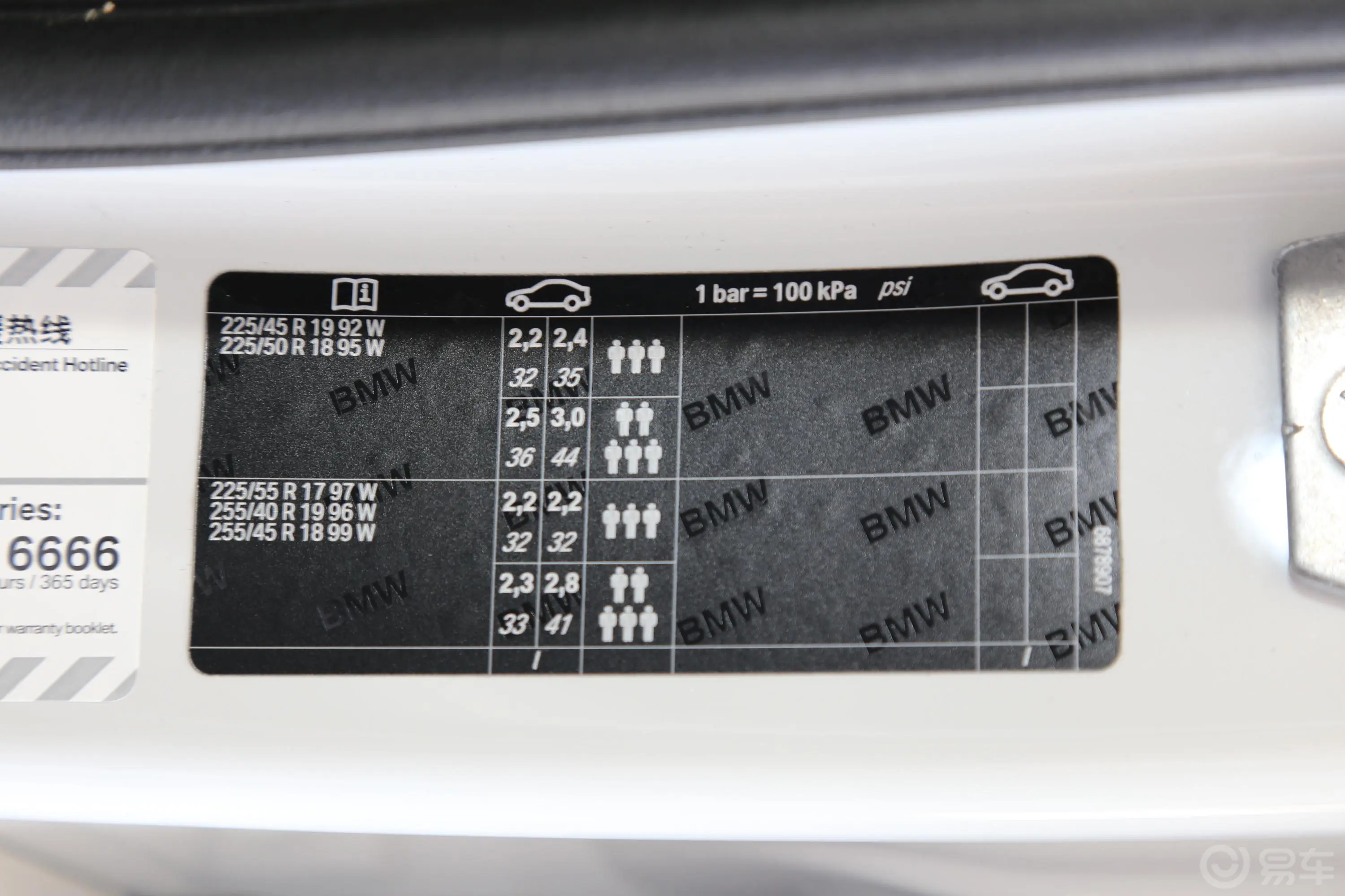 宝马3系GT320i 时尚版车辆信息铭牌