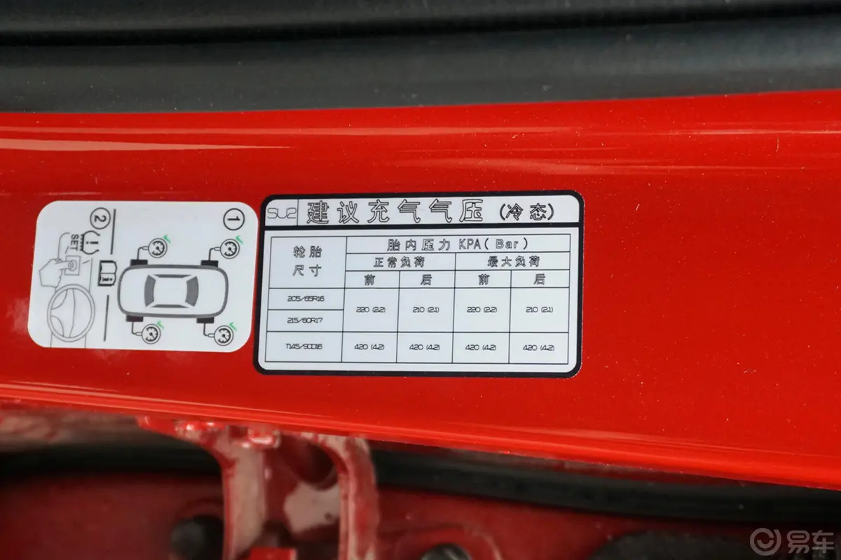 现代ix251.5L CVT 智能型胎压信息铭牌
