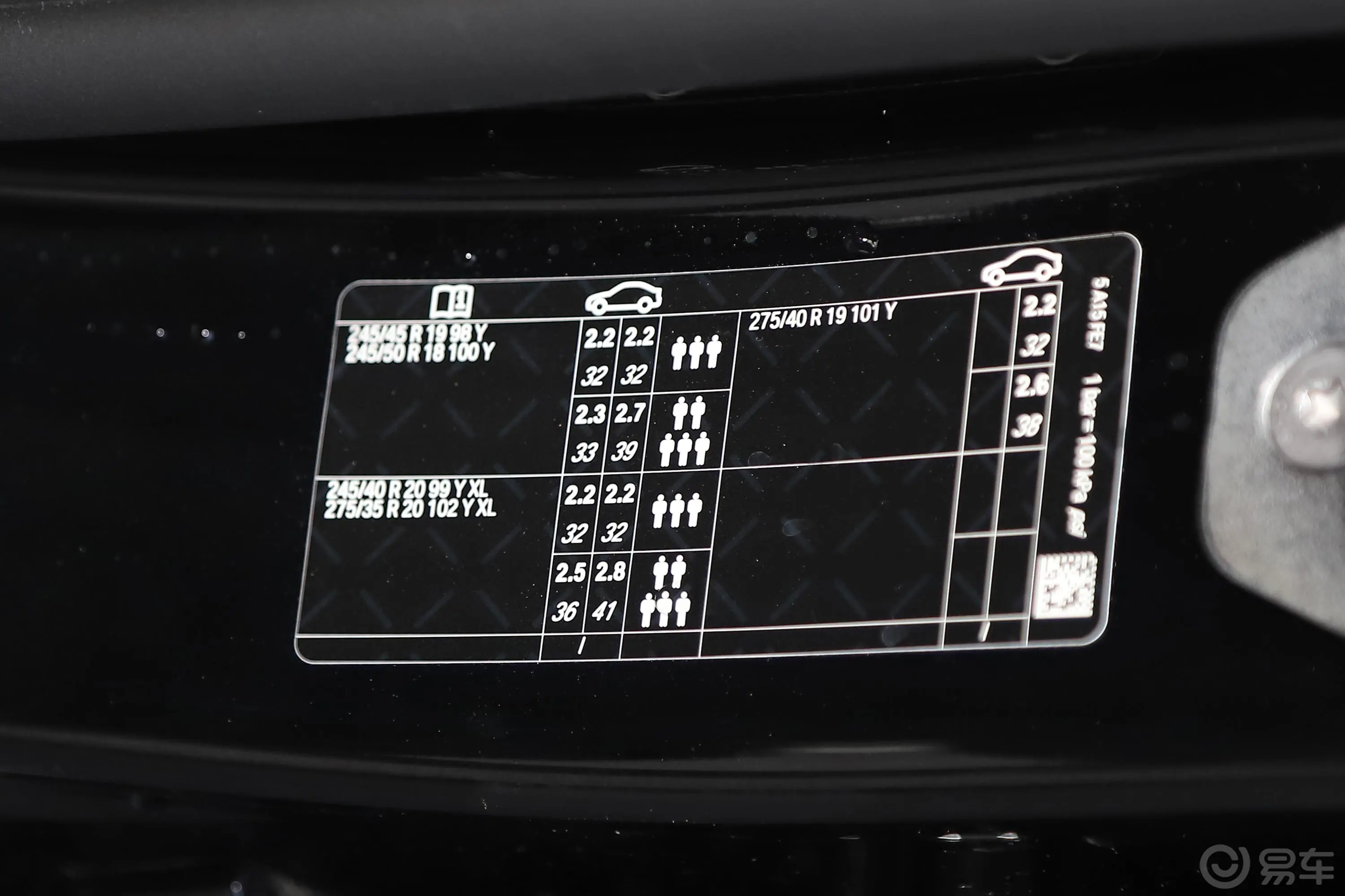 宝马6系GT630i 豪华设计套装胎压信息铭牌