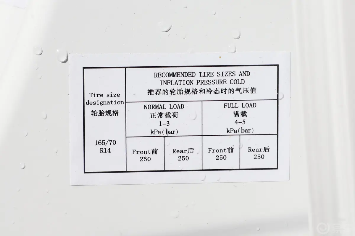 纳米BOX轻风版 201km 闪电型胎压信息铭牌