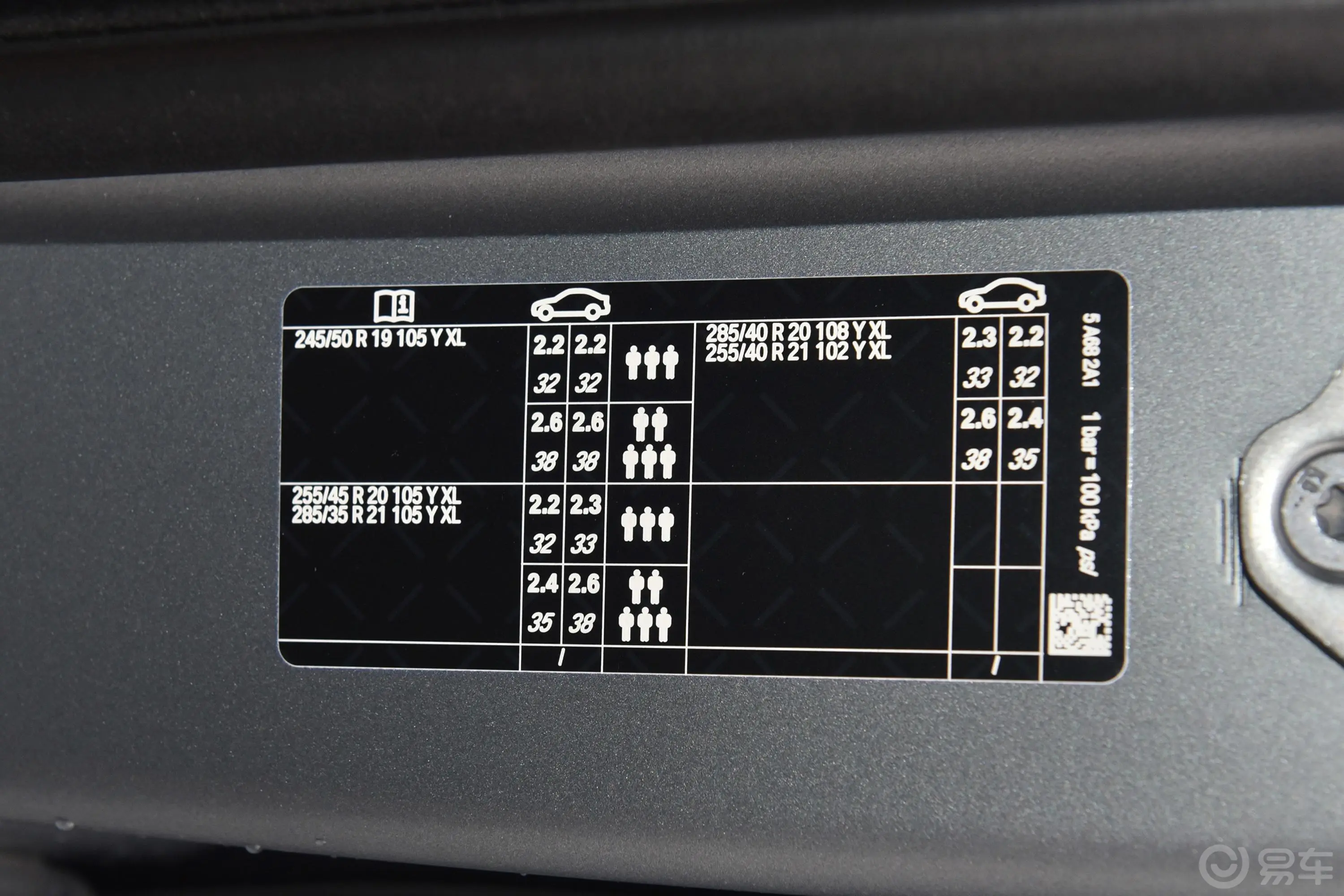 宝马7系740Li 尊享型 M运动套装胎压信息铭牌