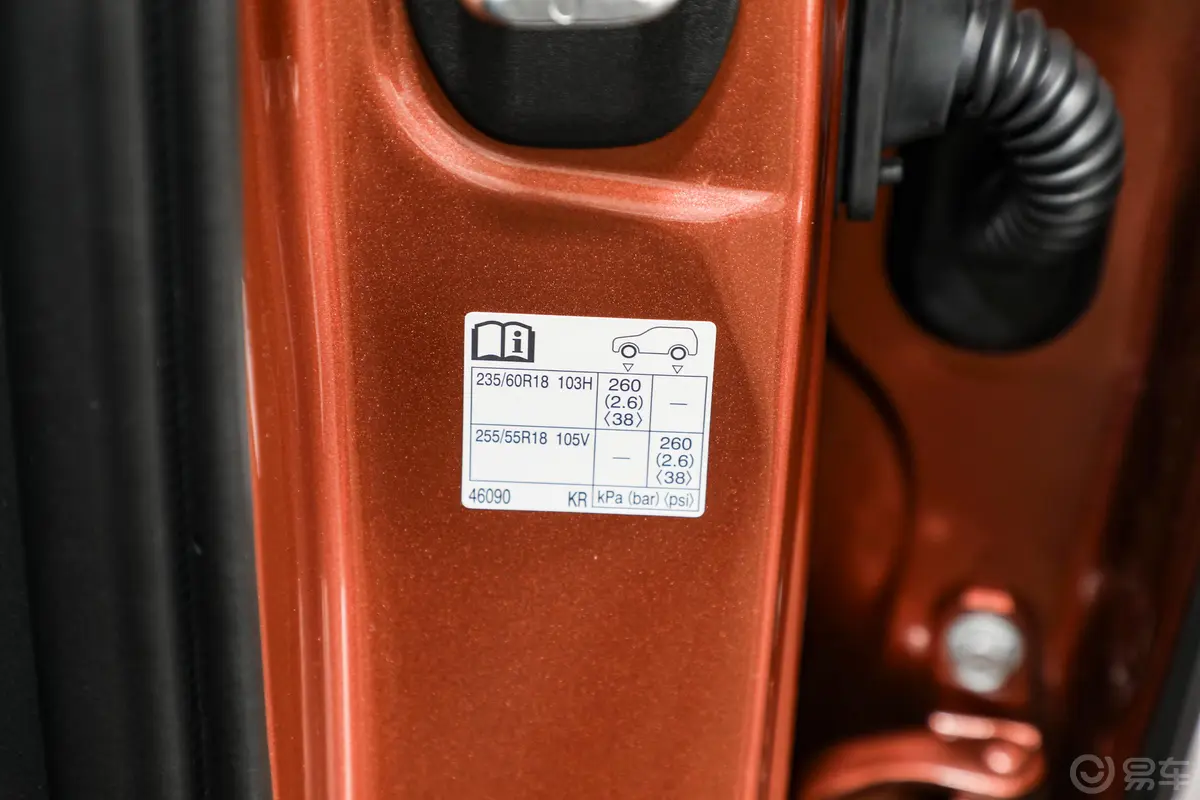 雷克萨斯RZ450e 纵行版胎压信息铭牌