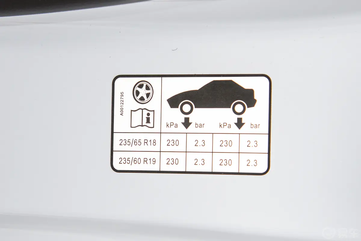 北京BJ301.5T 两驱轻野Air版胎压信息铭牌