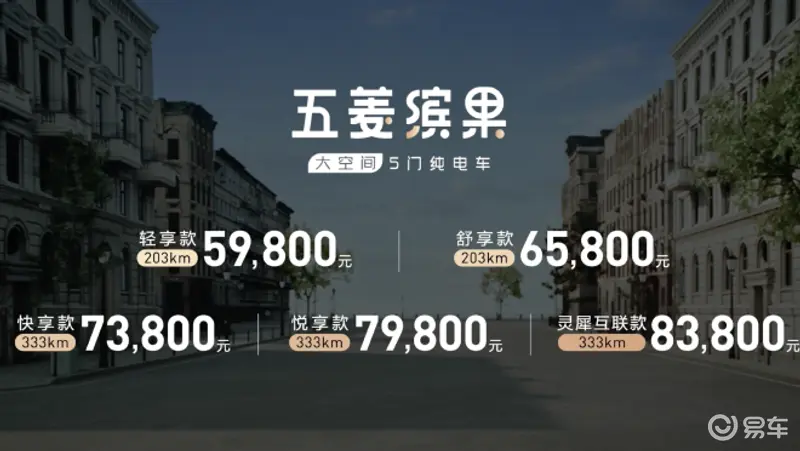 五菱缤果正式上市 售价5.98-8.38万