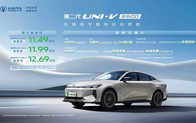 售价11.49万-12.69万元，第二代长安UNI-V智电iDD北京车展发布